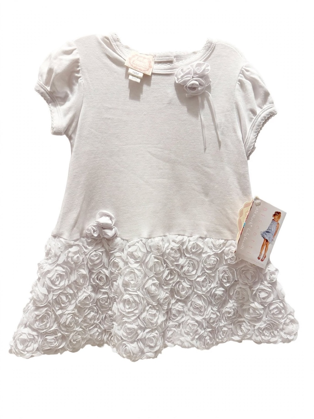 Baby Biscotti 18M White Rosette Christening Baptism Dress Bloomers NWT